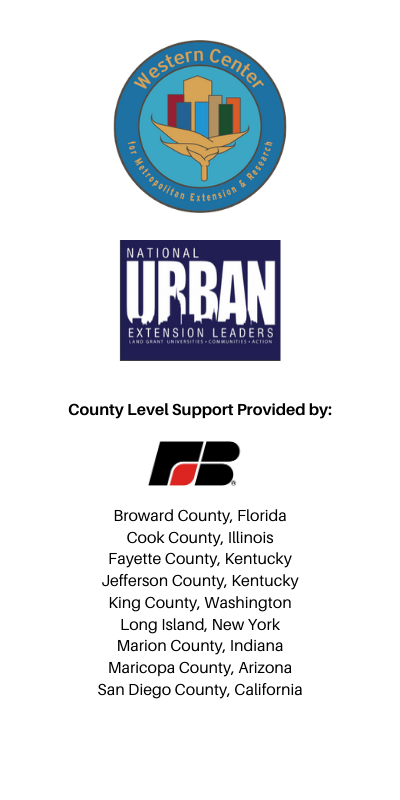 Sponsor logos for Western Center for Metropolitan Extension and Urban Extension Leaders with list of other sponsors